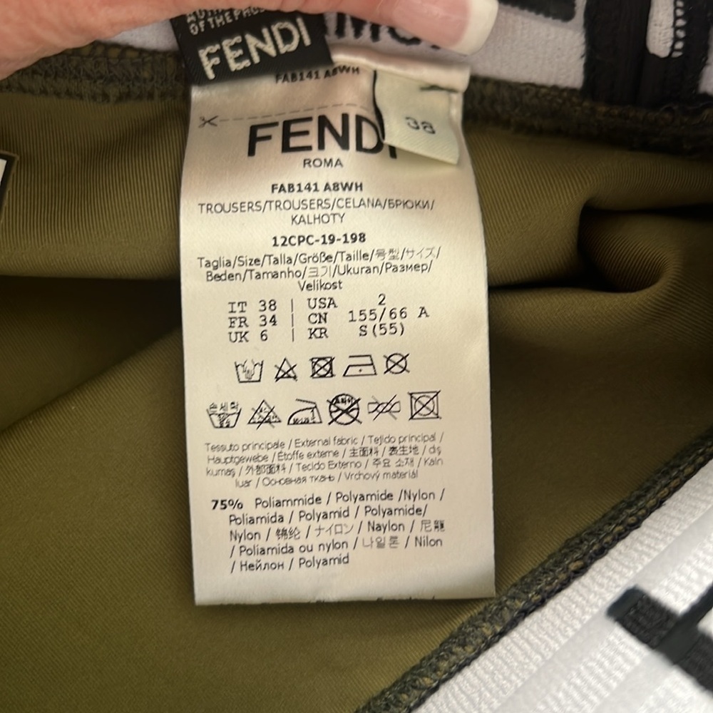 Fendi Green Black Designer Shorts US Size 2 NWOT - Picture 3 of 9